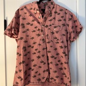 J. Crew Pink Palm Print Button Down Shirt